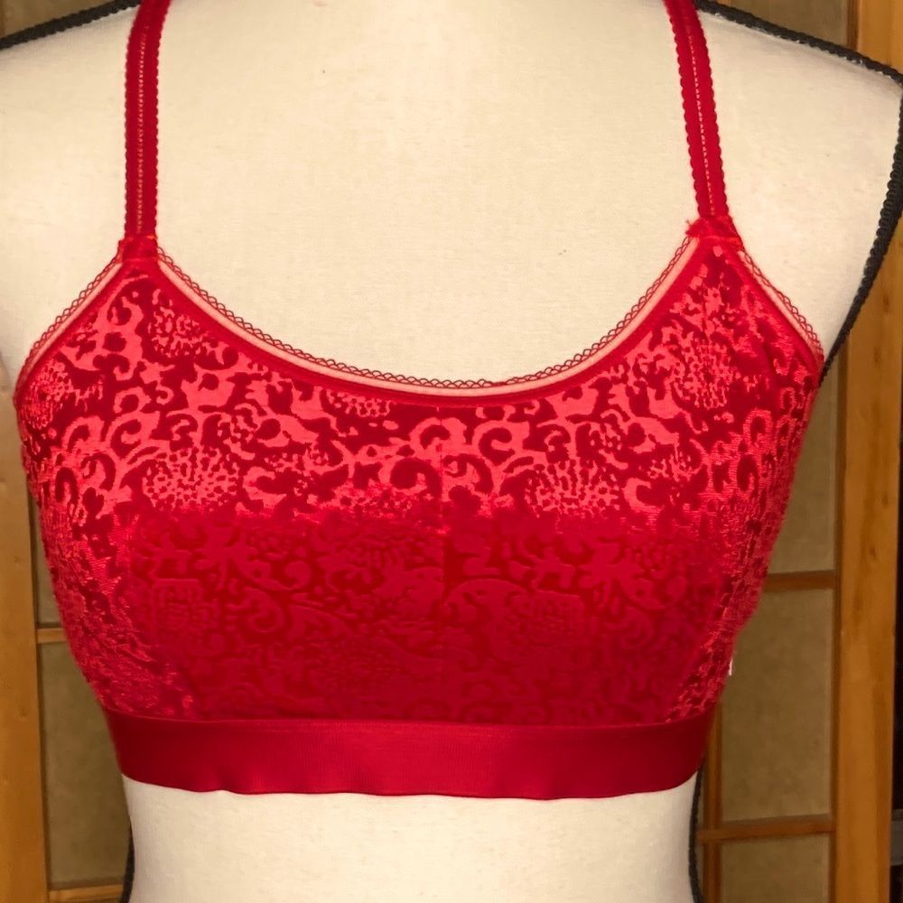 Aeropostale Bra Bralette Red Burned Out Velvet Bralette Bra